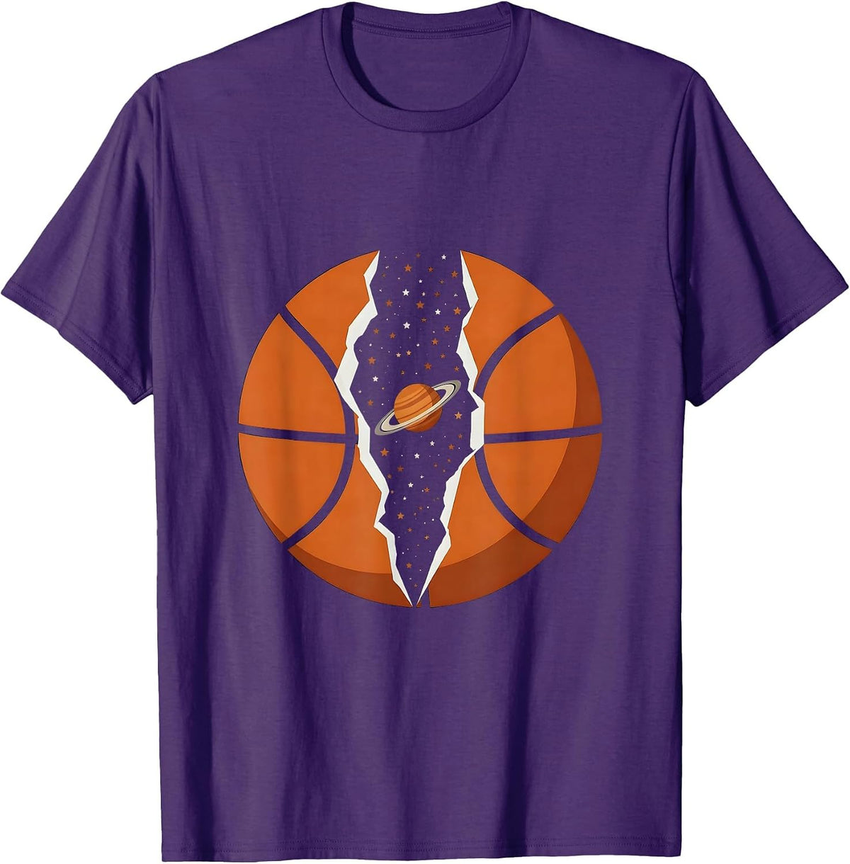 Galaxy Basketball Cosmic Split Universe Design T-Shirt - Purple