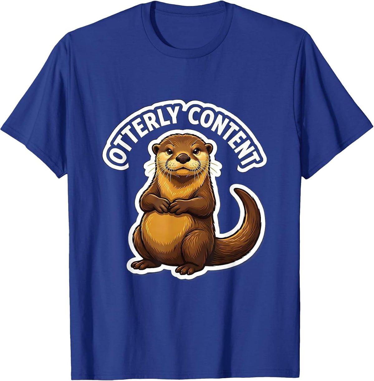 Otterly Content Funny Otter Lover Gift For Kids Teens T-Shirt - Royal Blue