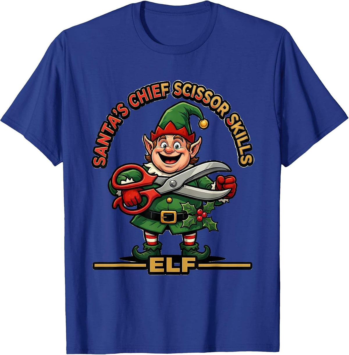 Santa's Chief Scissor Skills Elf Occupational Therapy T-Shirt - Royal Blue