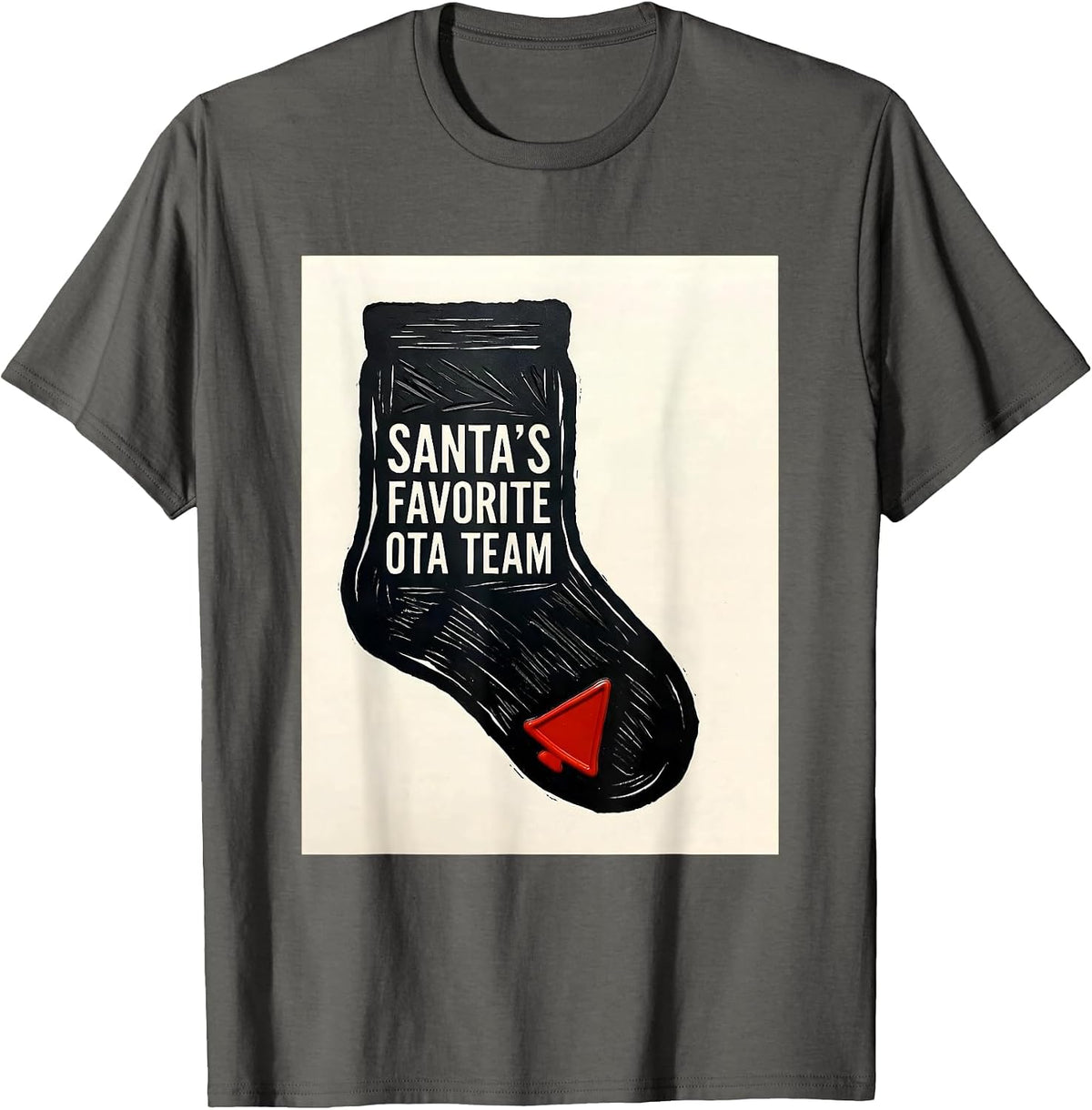 Men's Santa's Favorite OTA Team Funny Occupational Therapy T-Shirt - Asphalt Grey