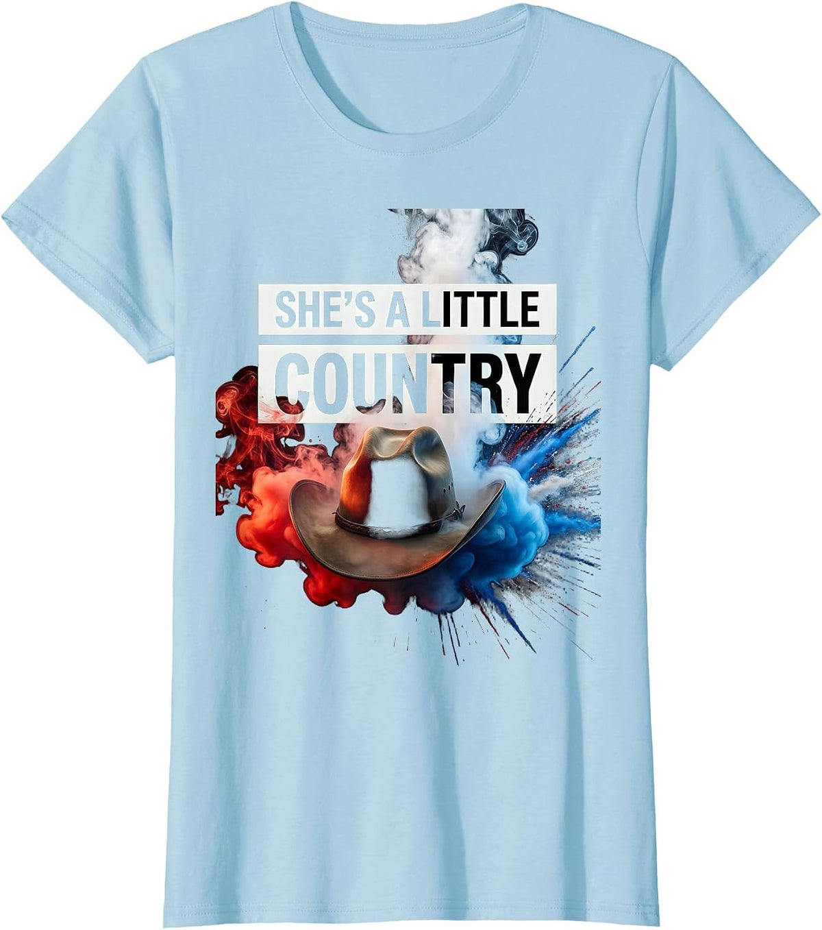 She's a Little Country Girls Western Design T-Shirt - Baby Blue