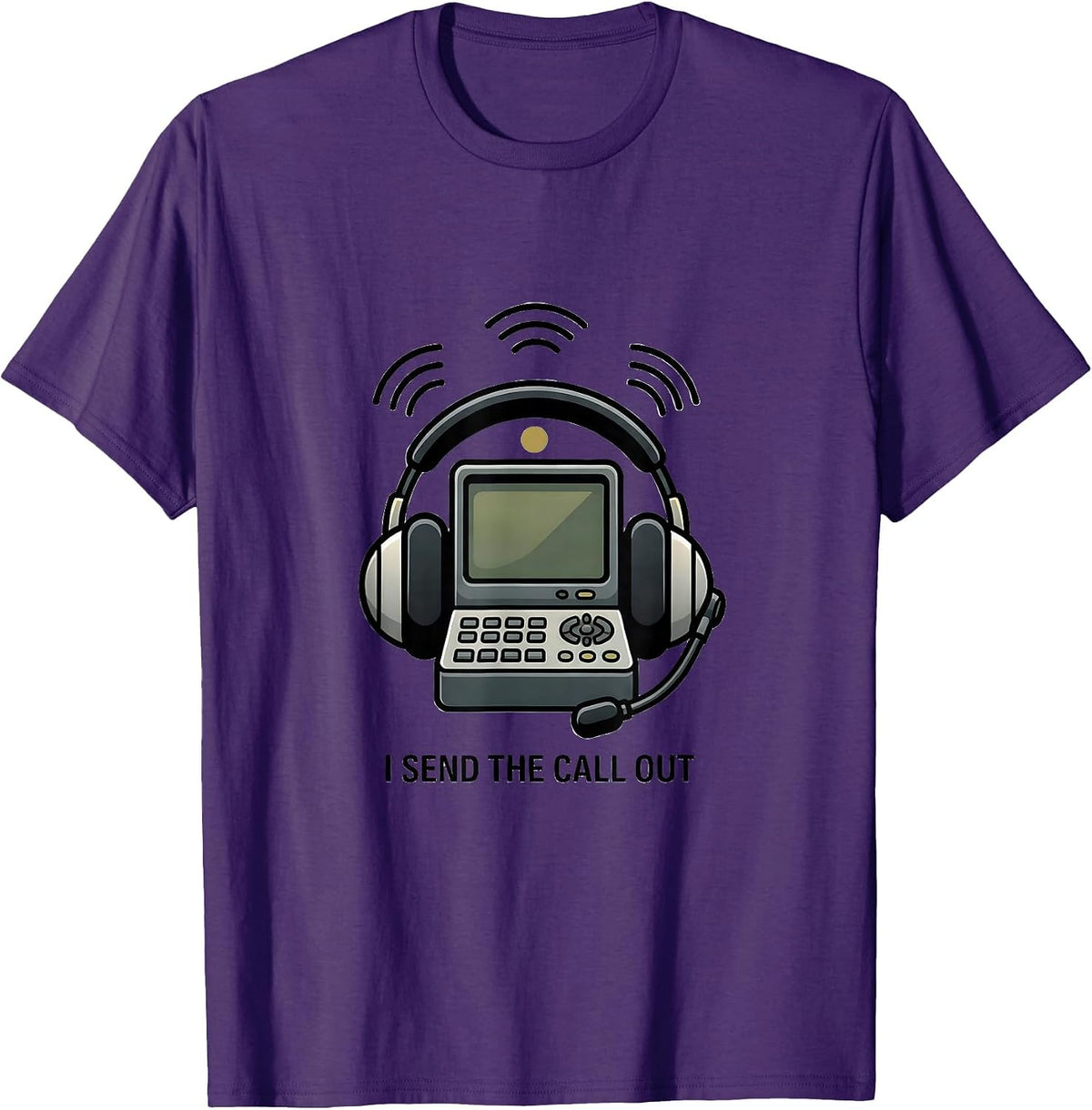 I Send The Call Out Funny 911 Dispatcher Thin Gold Line T-Shirt - Purple