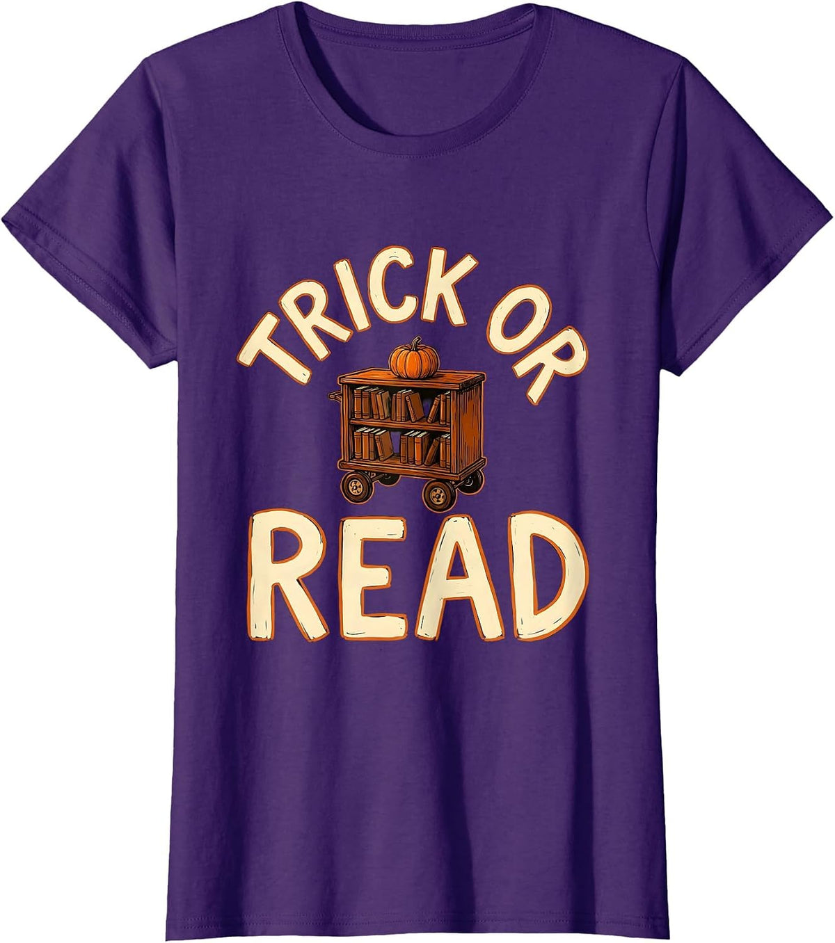 Women's Trick Or Read Funny Librarian Teacher Halloween T-Shirt - Purple