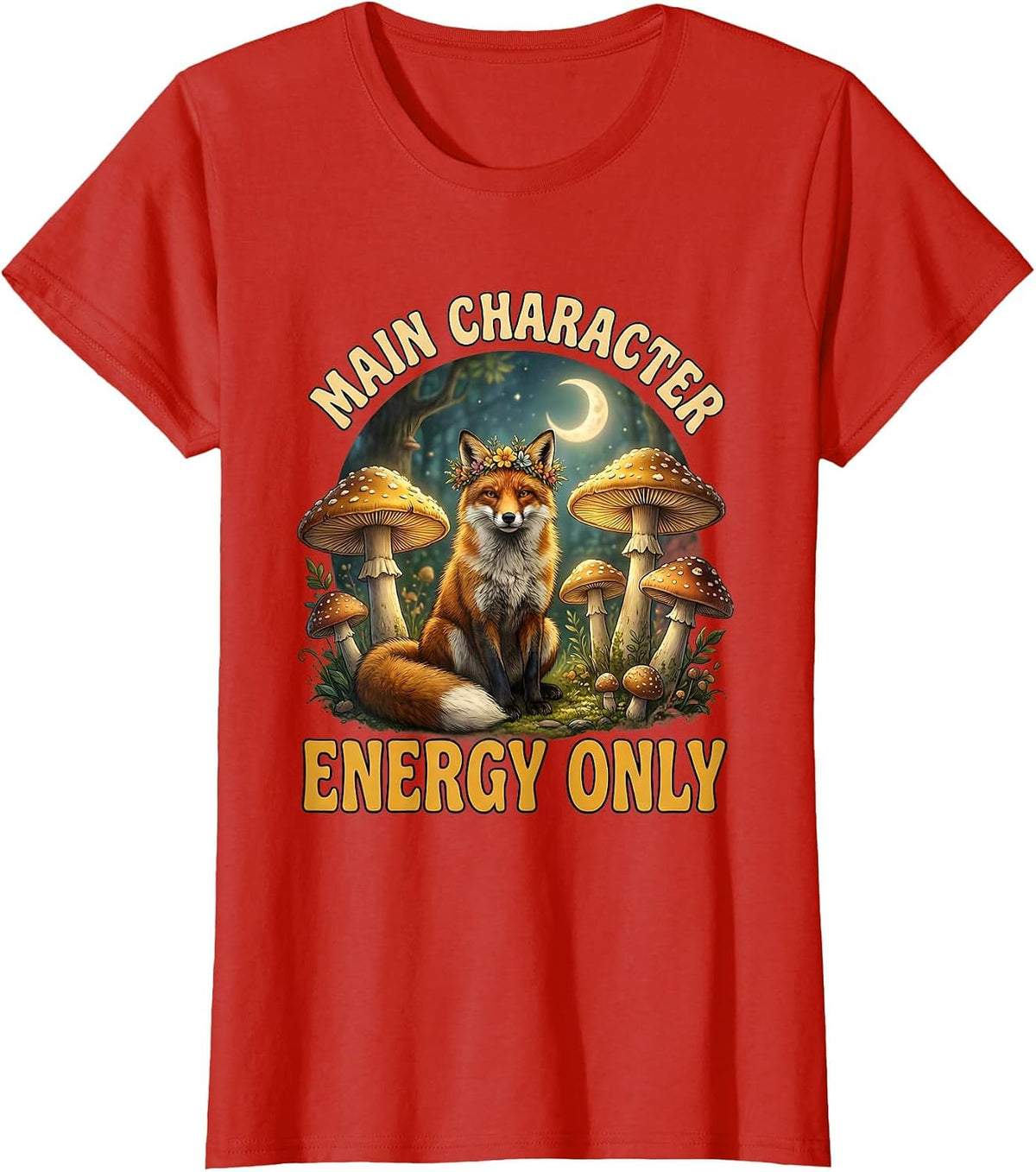 Women's Main Character Energy Only Anime Design T-Shirt - Red