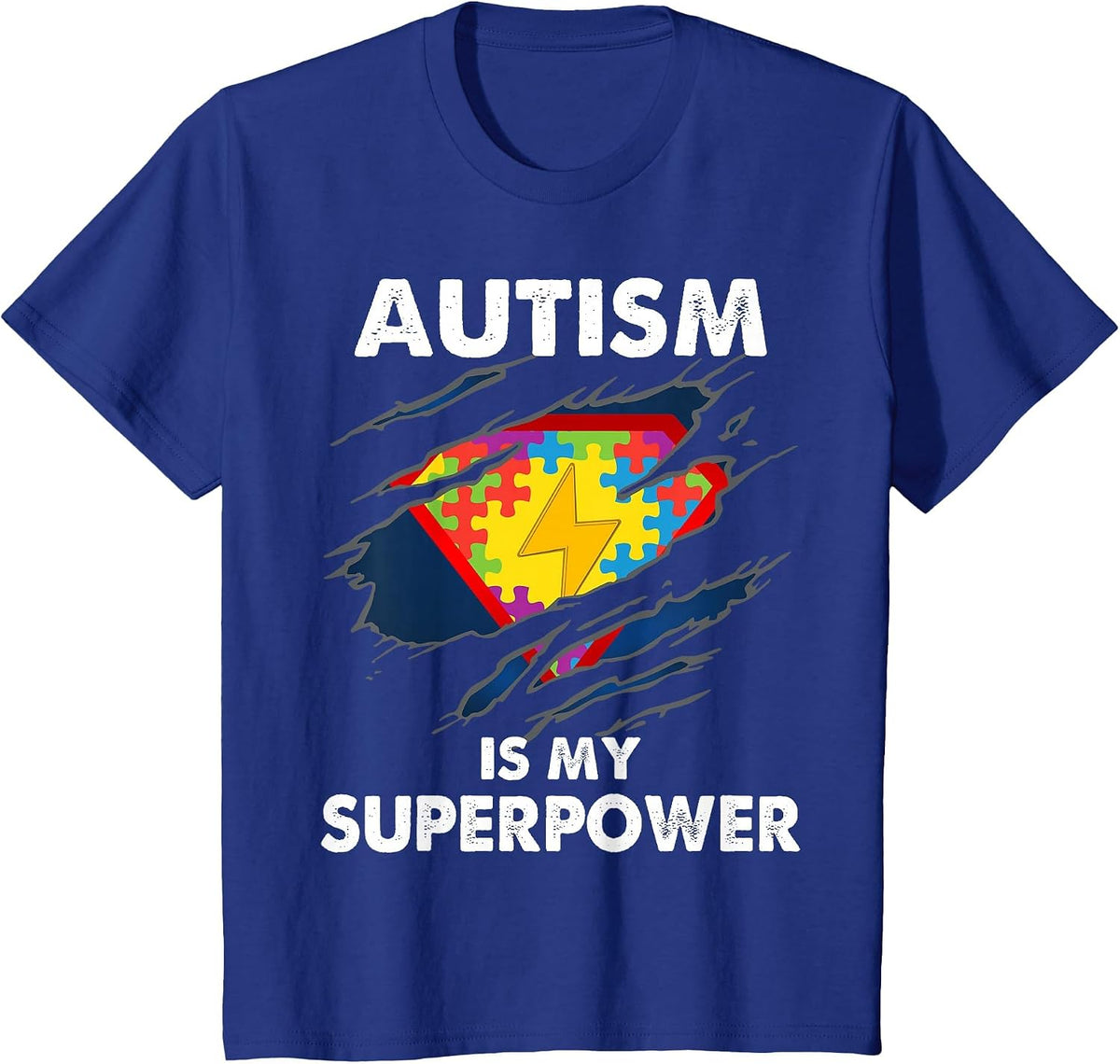 Autism is My Super Power Superhero Autism Awareness T-Shirt - Royal Blue