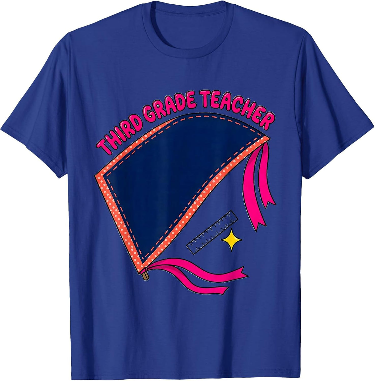 Third Grade Teacher Playful Pennant Flag Back To School T-Shirt - Royal Blue
