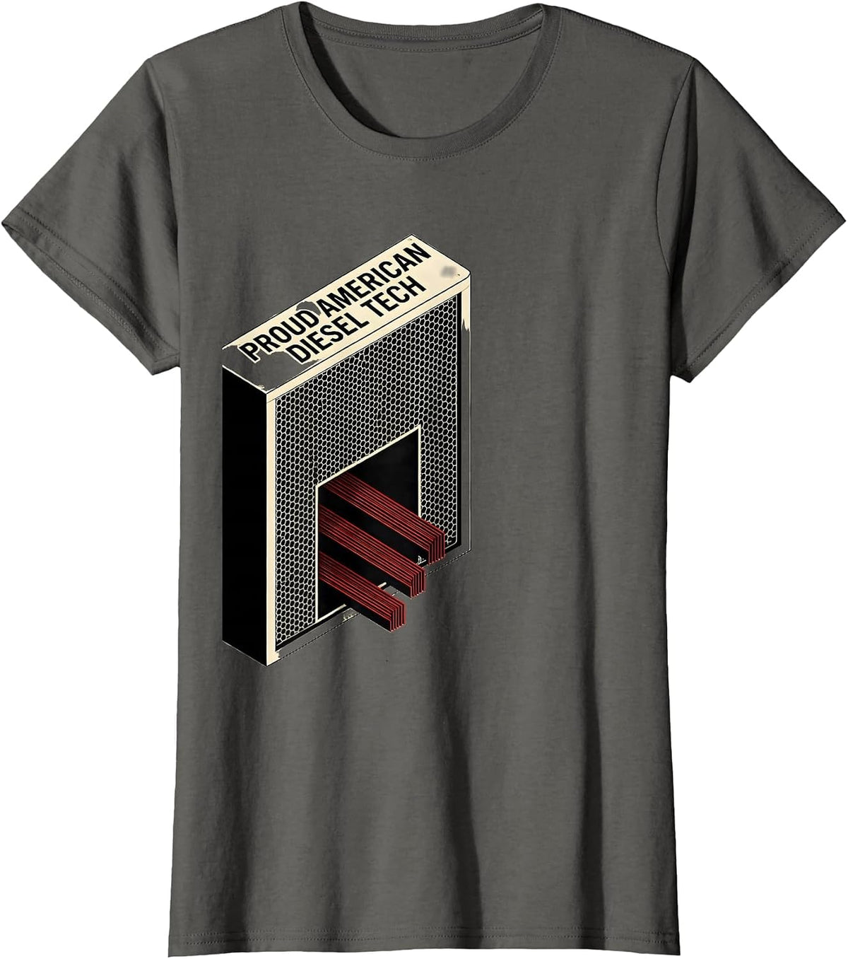 Women's Proud American Diesel Tech Patriotic Diesel Tech Gift T-Shirt - Asphalt Grey