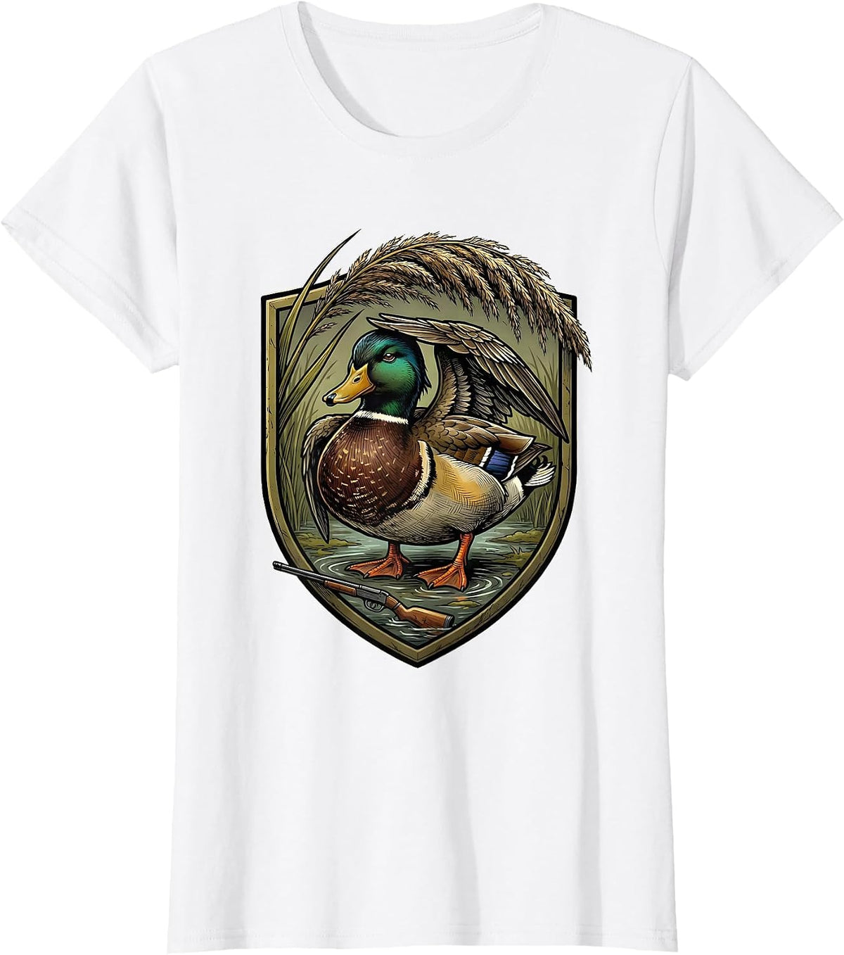 Women's Mallard Duck Hunting Humor Gift for Dads T-Shirt - White