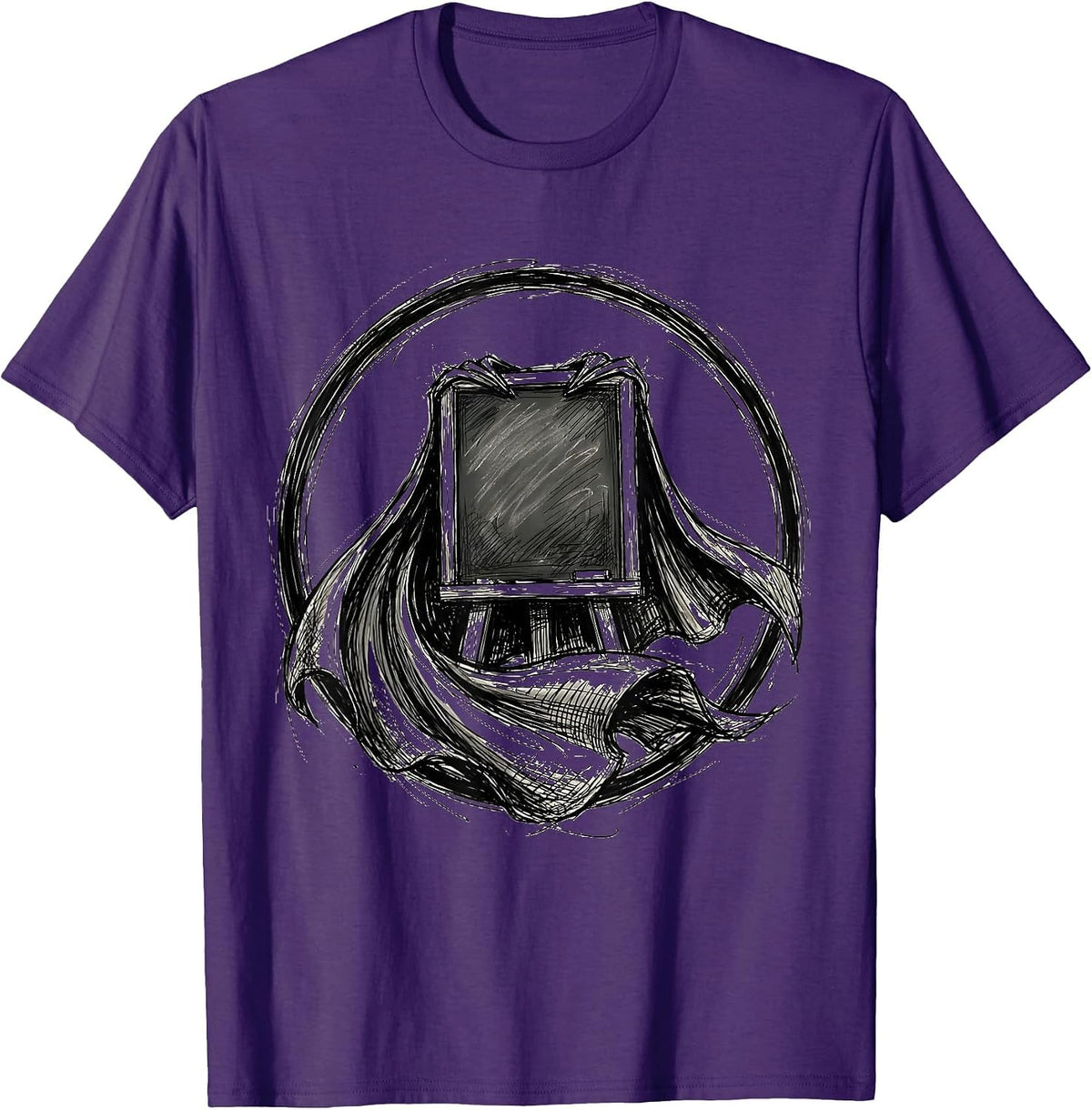 Superhero Sped Teacher Chalkboard Cape Graphic T-Shirt - Purple