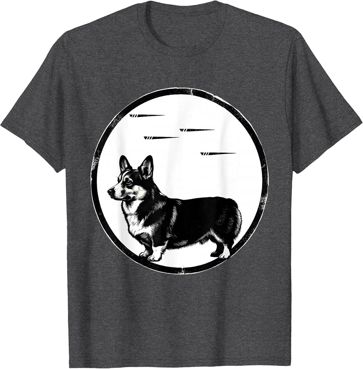 Men's Corgi Silhouette Retro Breed Pride Dog Owner Humor T-Shirt - Dark Heather Grey