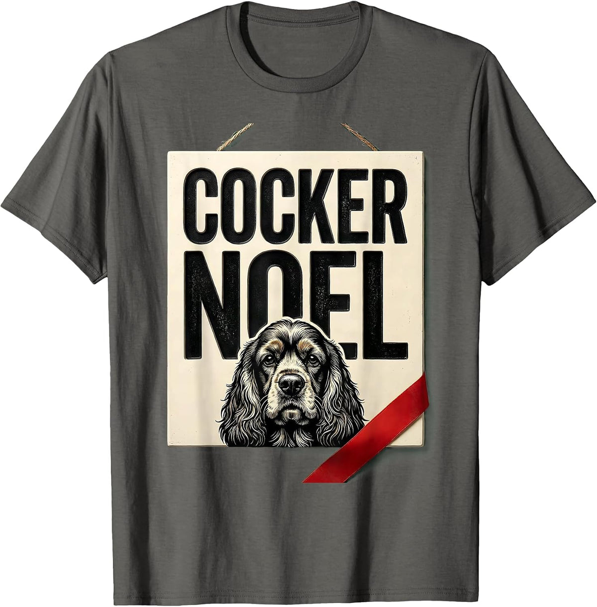 Cocker Noel Funny Cocker Spaniel Christmas Dog Lover Gift T-Shirt - Asphalt Grey
