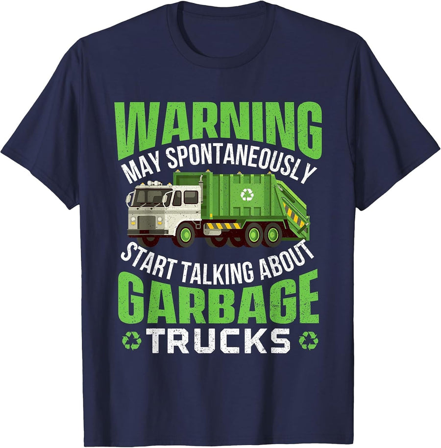 May Start Talking About Garbage Trucks - Waste Management T-Shirt - Navy Blue