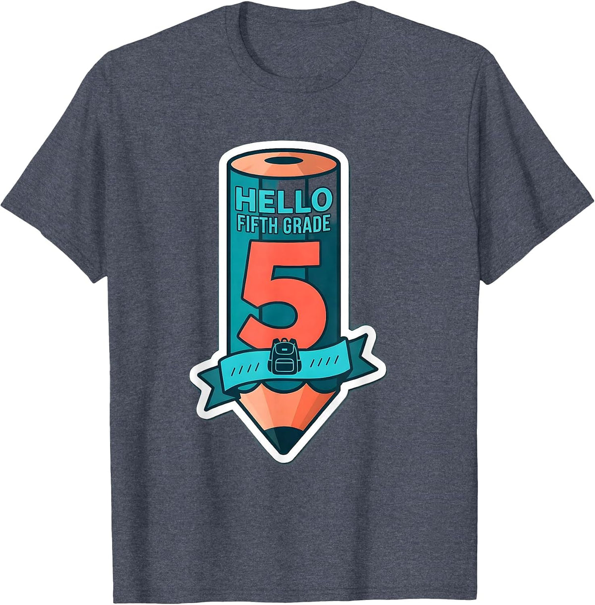 Hello Fifth Grade Sticker Style Back To School 5th Grade T-Shirt - Heather Blue