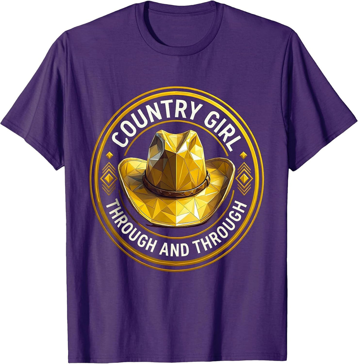 Country Girl Through and Through Cowgirl Design T-Shirt - Purple