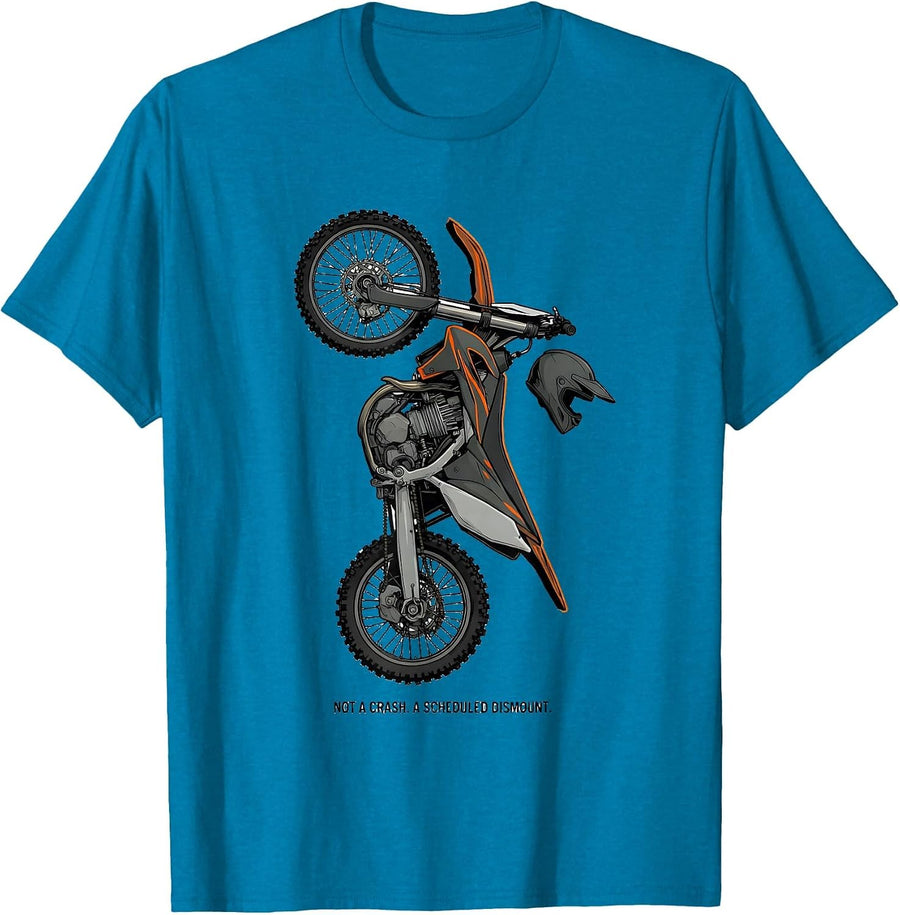 Not A Crash A Scheduled Dismount Funny Biker Dirt Bike T-Shirt - Sapphire Blue
