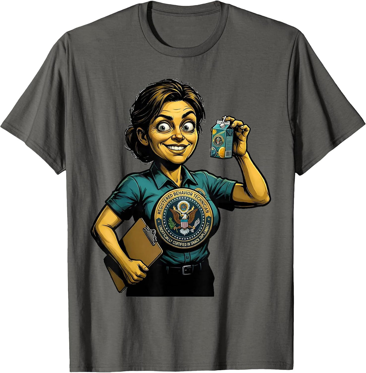 Men's Registered Behavior Technician Snack Diplomacy Humor T-Shirt - Asphalt Grey