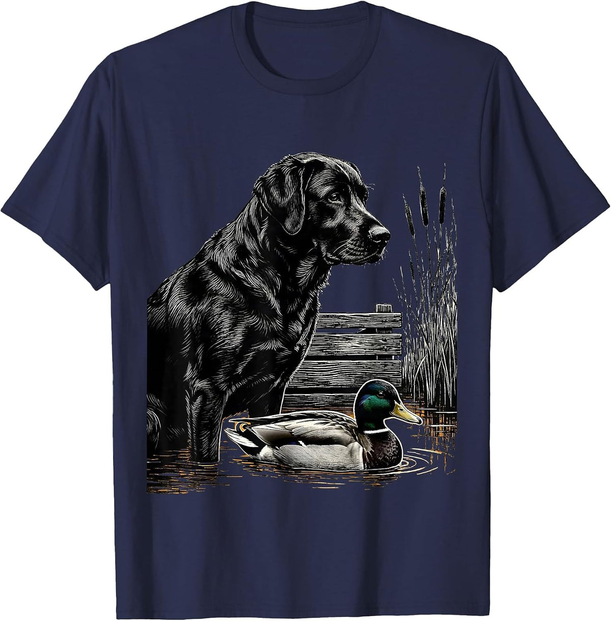 Retriever Hunting Blind Duck Hunter Humor T-Shirt - Navy Blue