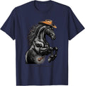 Spurs and Southern Charm Western Design T-Shirt - Navy Blue
