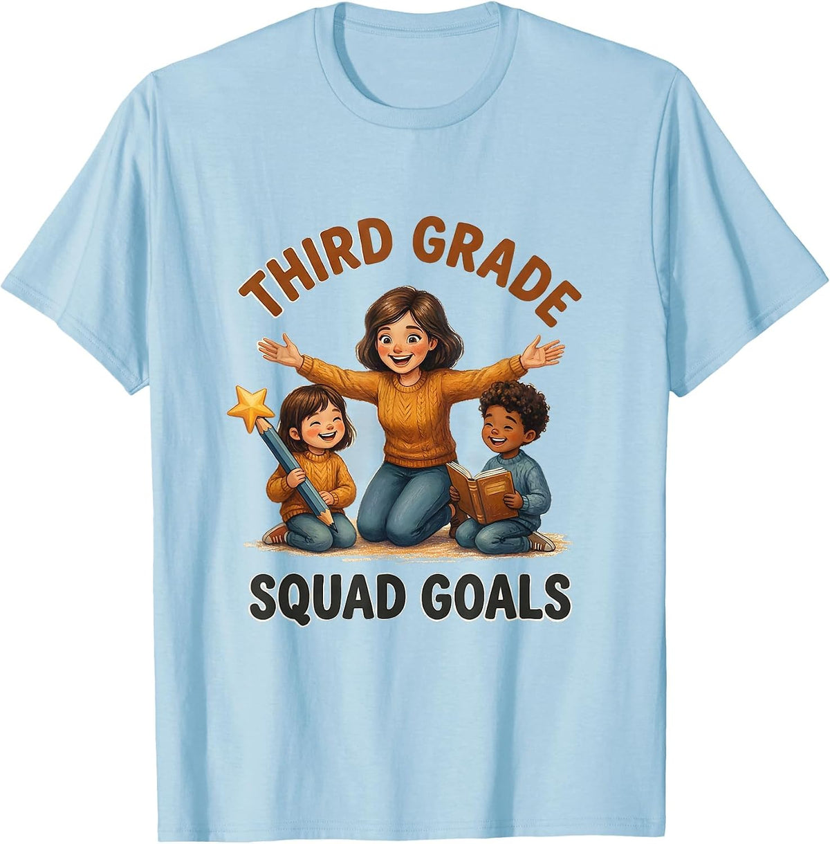 Men's Third Grade Squad Goals Teacher Design T-Shirt - Baby Blue