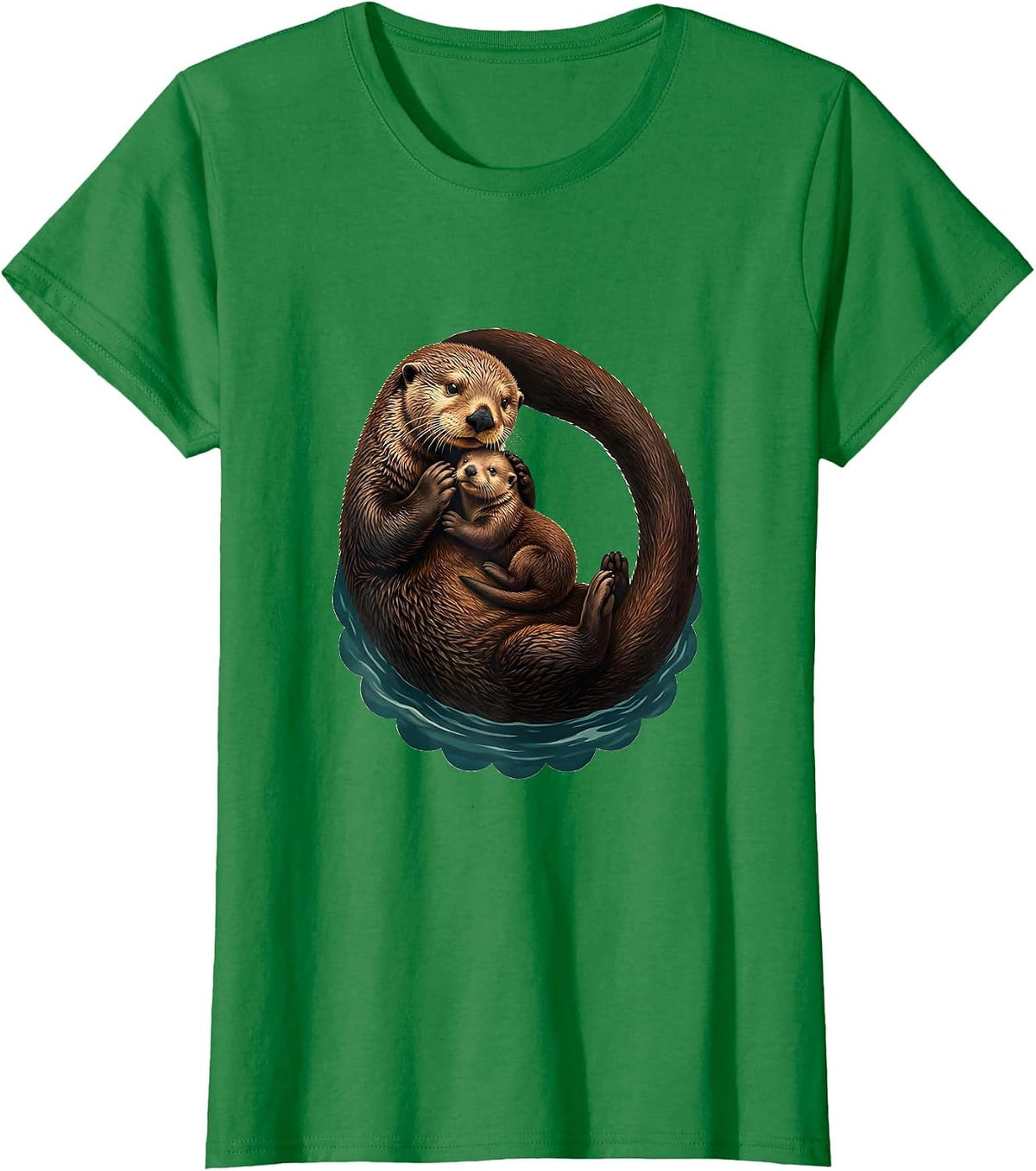 Women's Belly-Up Sea Otter Vintage Otter Lover Gift T-Shirt - Kelly Green