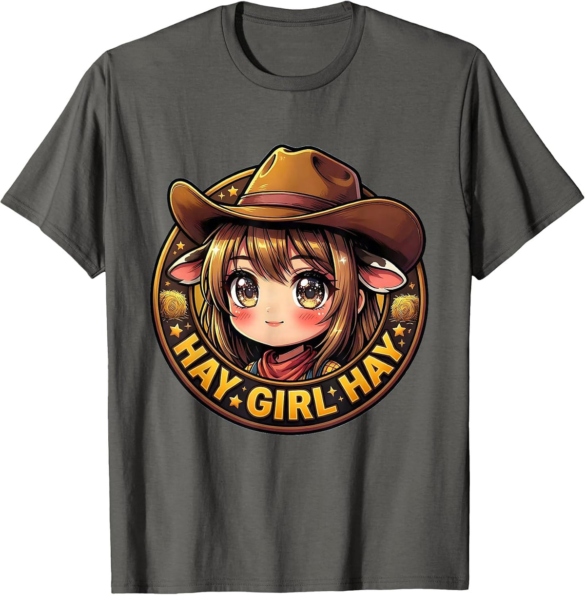 Men's Hay Girl Hay Cowgirl Western Design T-Shirt - Asphalt Grey