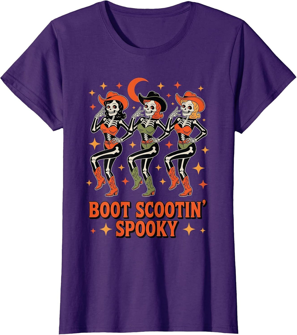Boot Scootin Cowgirl Spooky Western Line Dance T-Shirt - Purple
