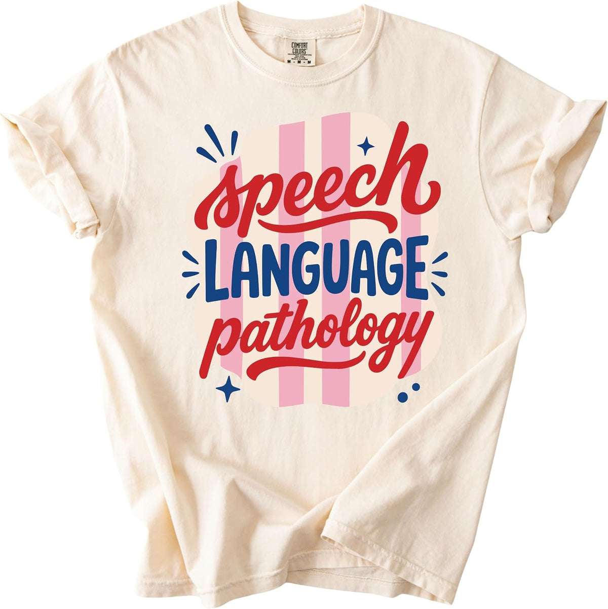 FITIN Speech Language Pathology T-Shirt, Retro SLP Typography Graphic Tee - Ivory