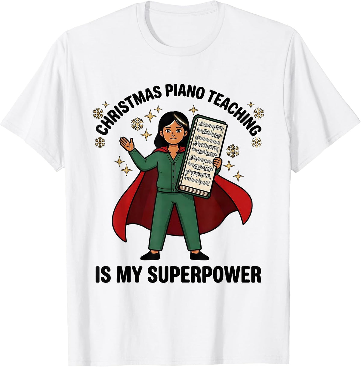 Men's CHRISTMAS PIANO TEACHING IS MY SUPERPOWER Teacher T-Shirt - White