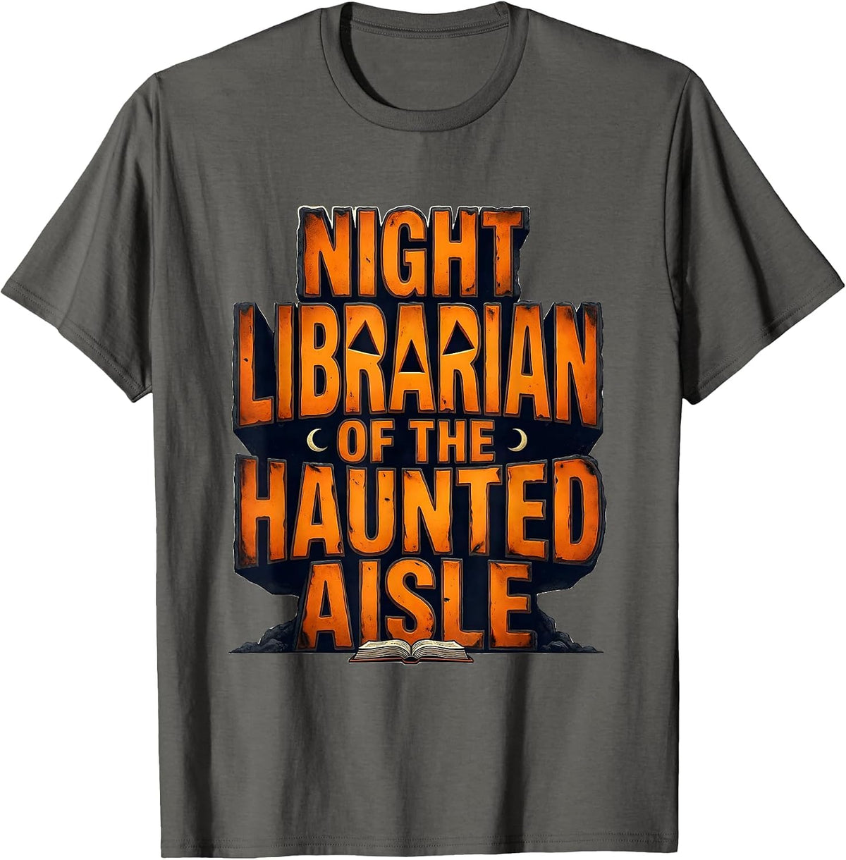 Men's Night Librarian of the Haunted Aisle Funny Halloween T-Shirt - Asphalt Grey