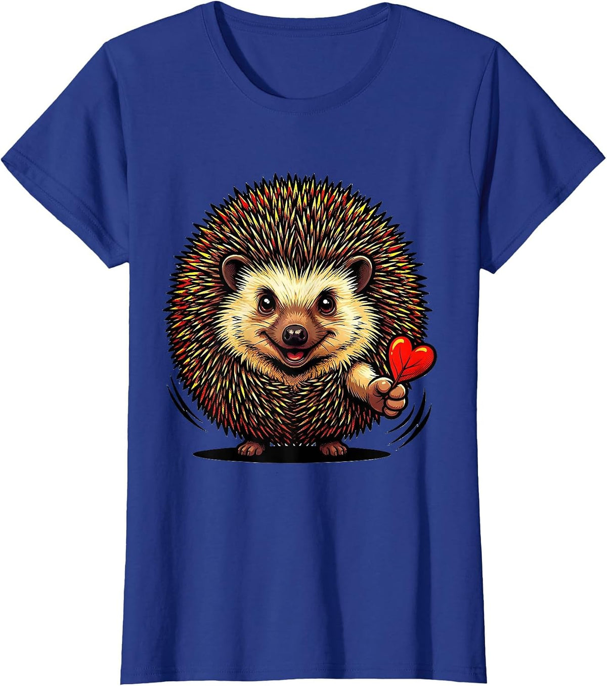 Women's Cheerful Hedgehog Pop Art Cute Animal Lover Gift T-Shirt - Royal Blue