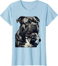 Women's My Pit Bull Steals My Socks Funny Pitbull Dog Mom Humor T-Shirt - Baby Blue