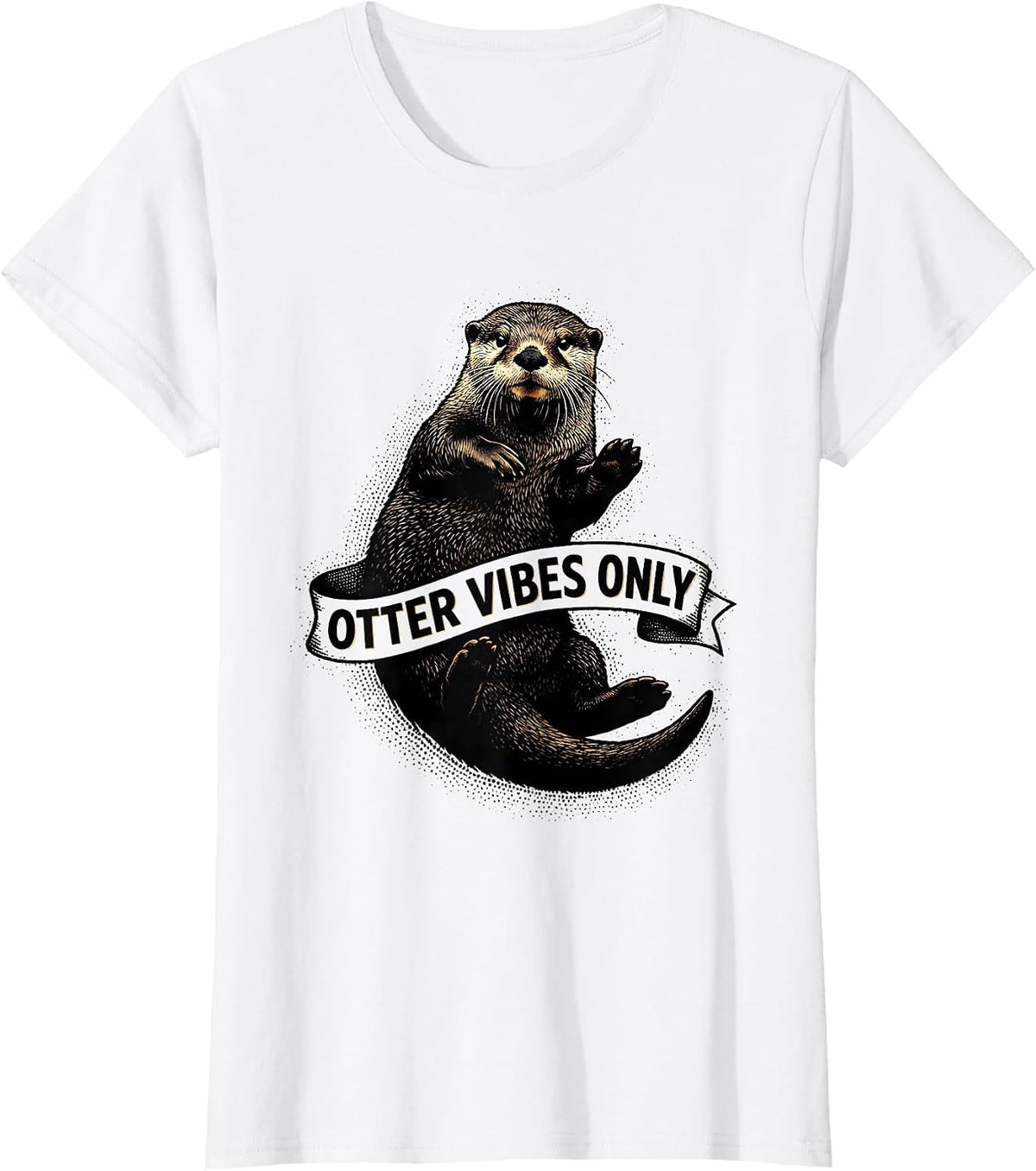 Women's Otter Vibes Only Sea Otter Lover Design T-Shirt - White