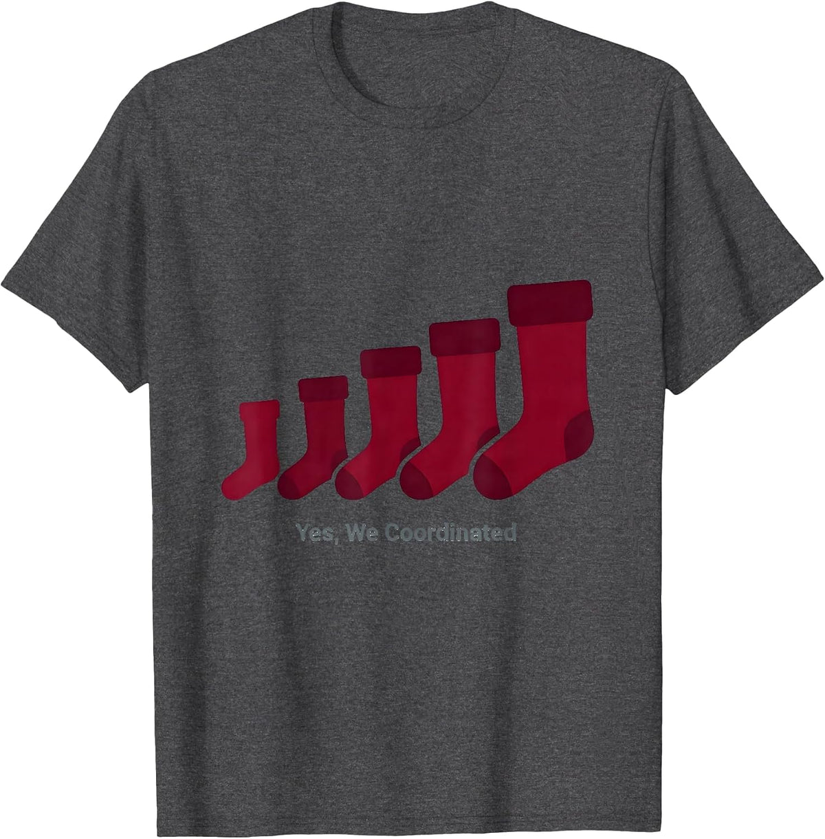 Yes, We Coordinated Festive Family Matching Christmas Lights T-Shirt - Dark Heather Grey
