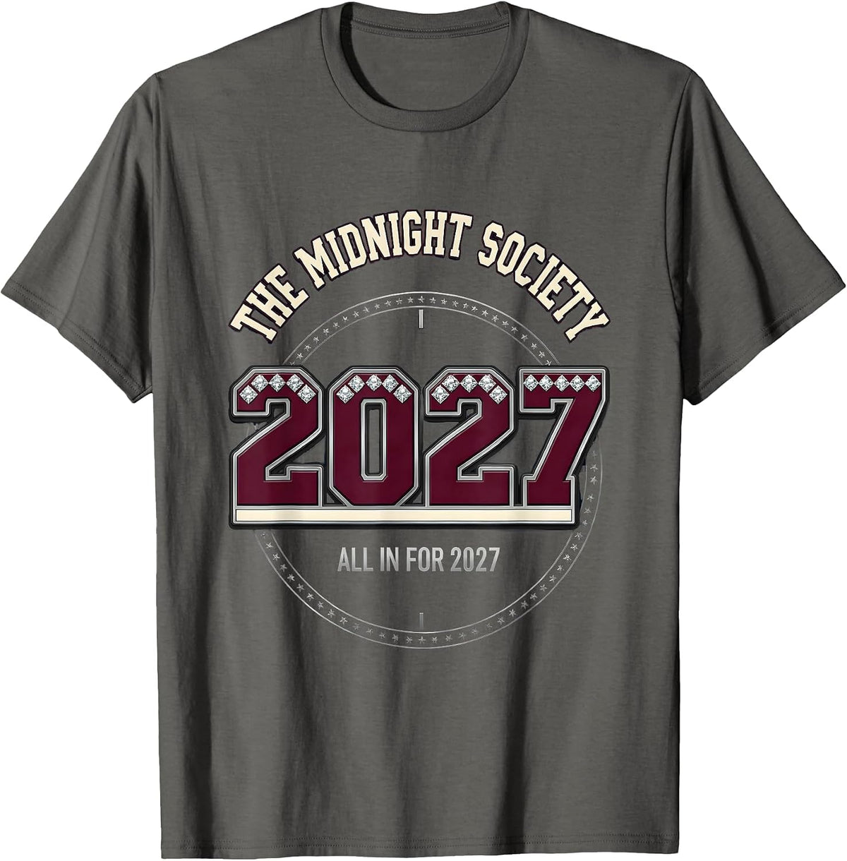 The Midnight Society All In For 2027 Sparkle Varsity Family T-Shirt - Asphalt Grey