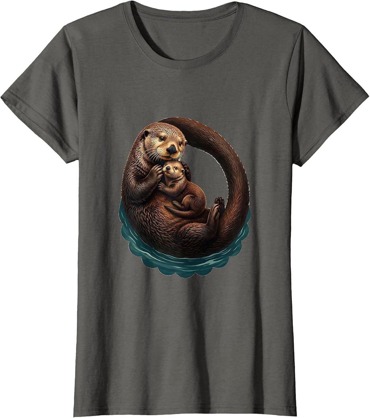 Women's Belly-Up Sea Otter Vintage Otter Lover Gift T-Shirt - Asphalt Grey