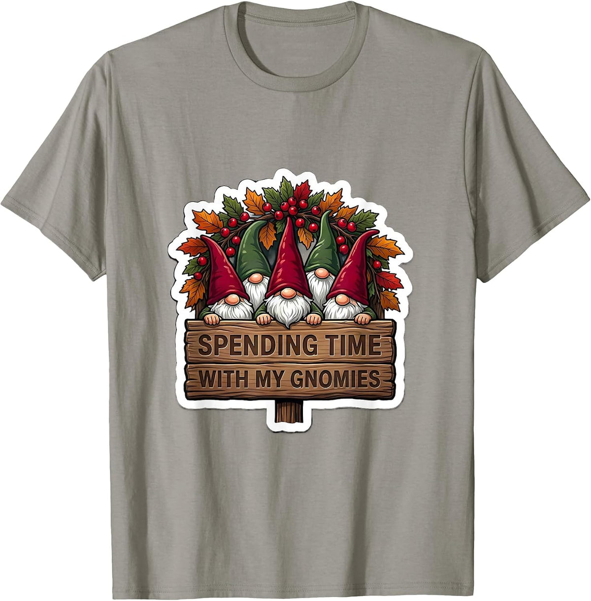 Men's Spending Time With My Gnomies Funny Gnome Gift Christmas T-Shirt - Slate Grey