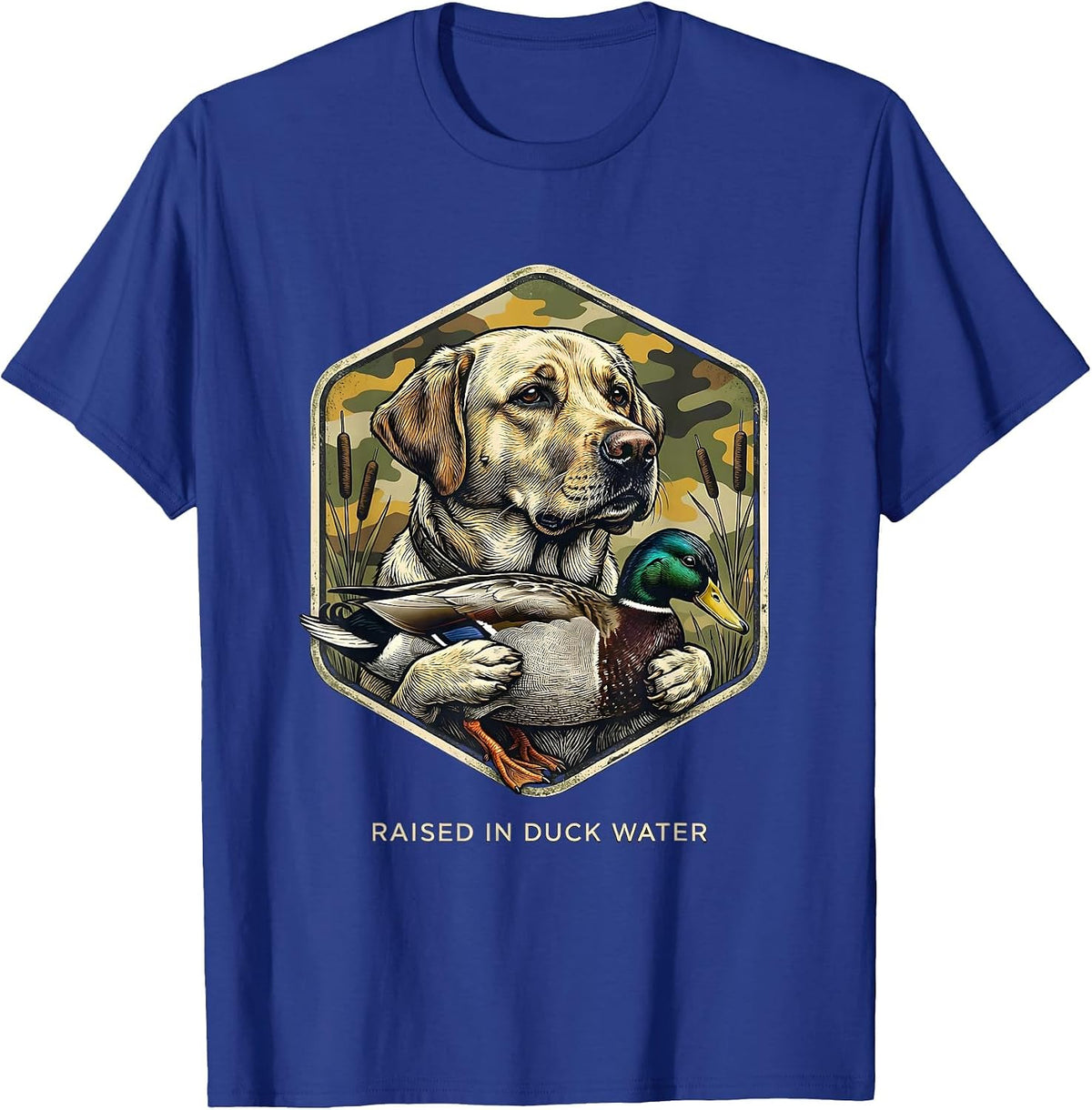 Men's Raised In Duck Water Vintage Labrador Waterfowl Hunting T-Shirt - Royal Blue