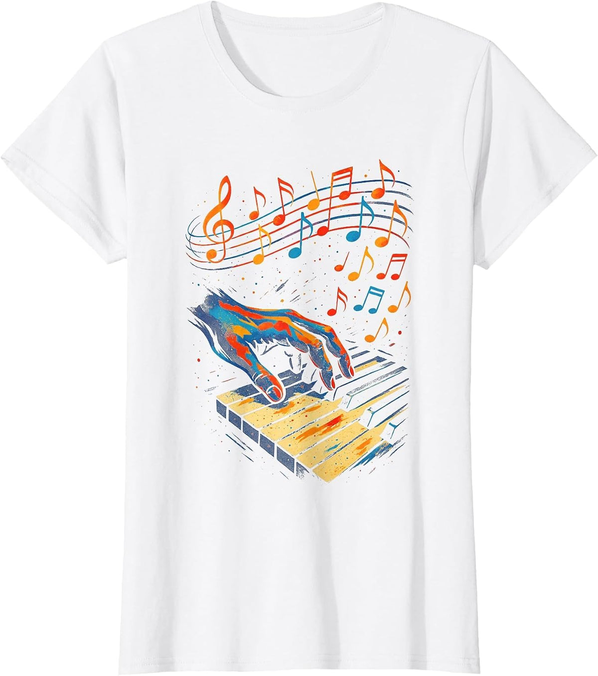 Music Piano Notes Melody Rhythm Music Arts Singer T-Shirt - White