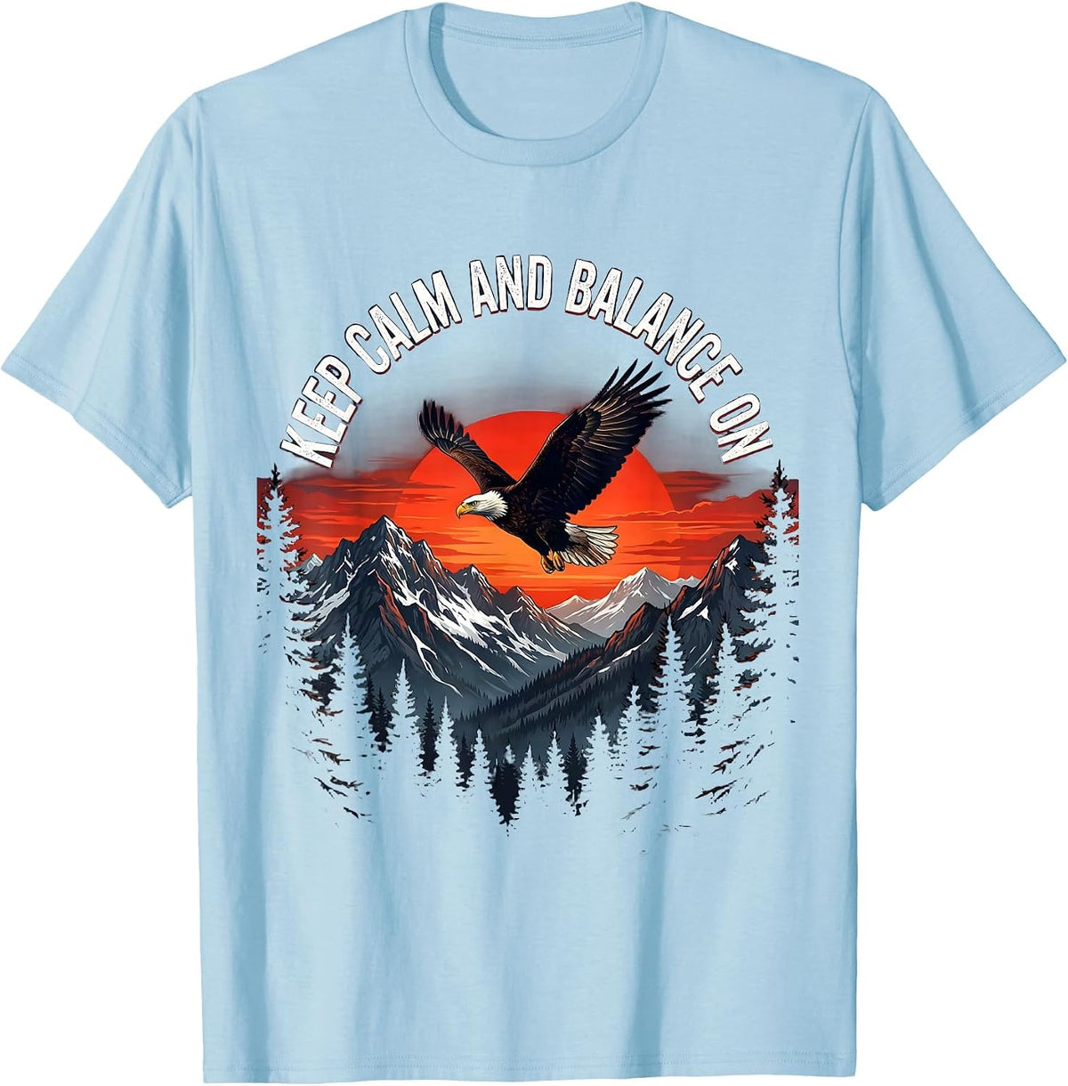 Men's Keep Calm and Balance On Fall Prevention Design T-Shirt - Baby Blue