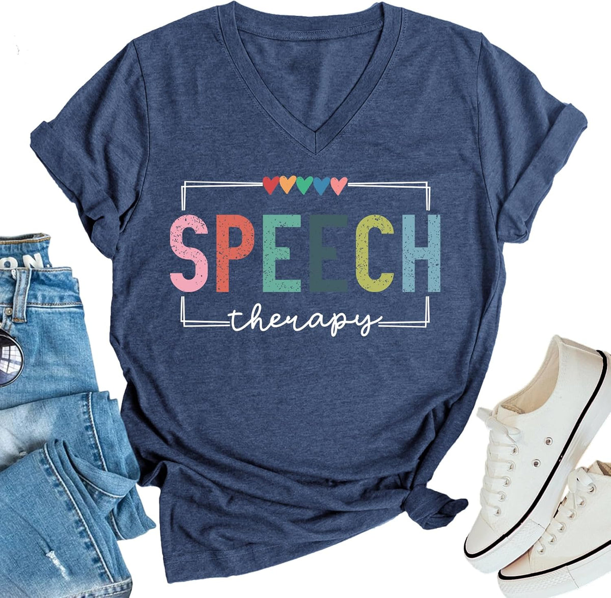 Speech Therapy Shirt Women Speech Language Pathologist Tshirt SLP T Shirt Autism Awareness T-Shirt Tops - Blue