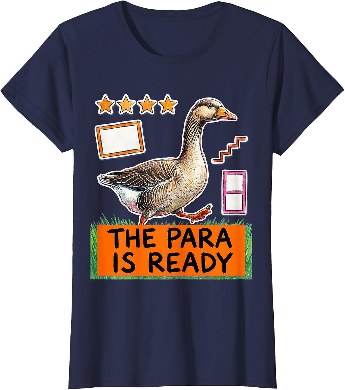 Women's The Para Is Ready Naive Kidcore Funny SPED Teacher T-Shirt - Navy Blue