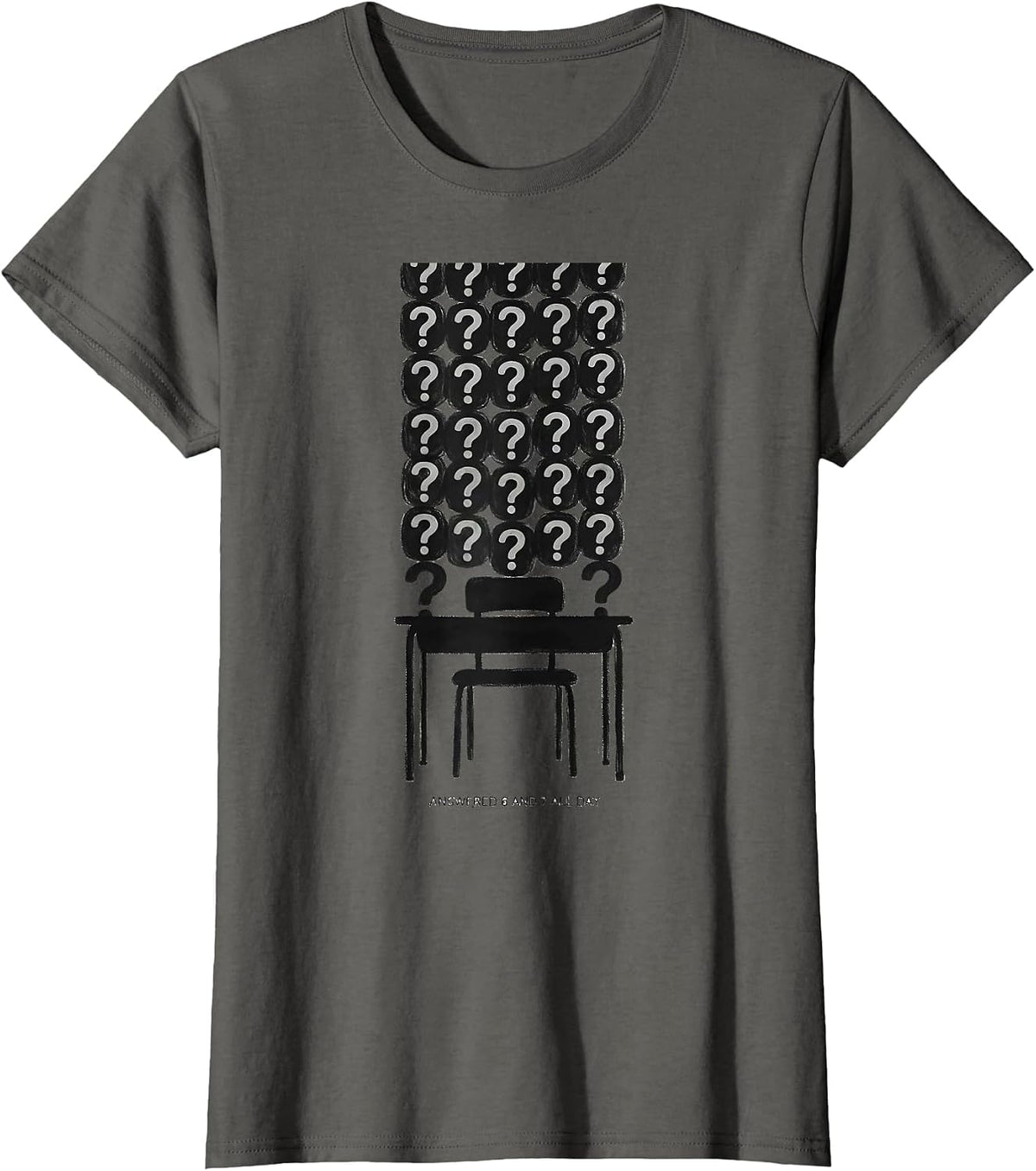 Women's Answered 6 And 7 All Day Funny Math Teacher Meme Elementary T-Shirt - Asphalt Grey