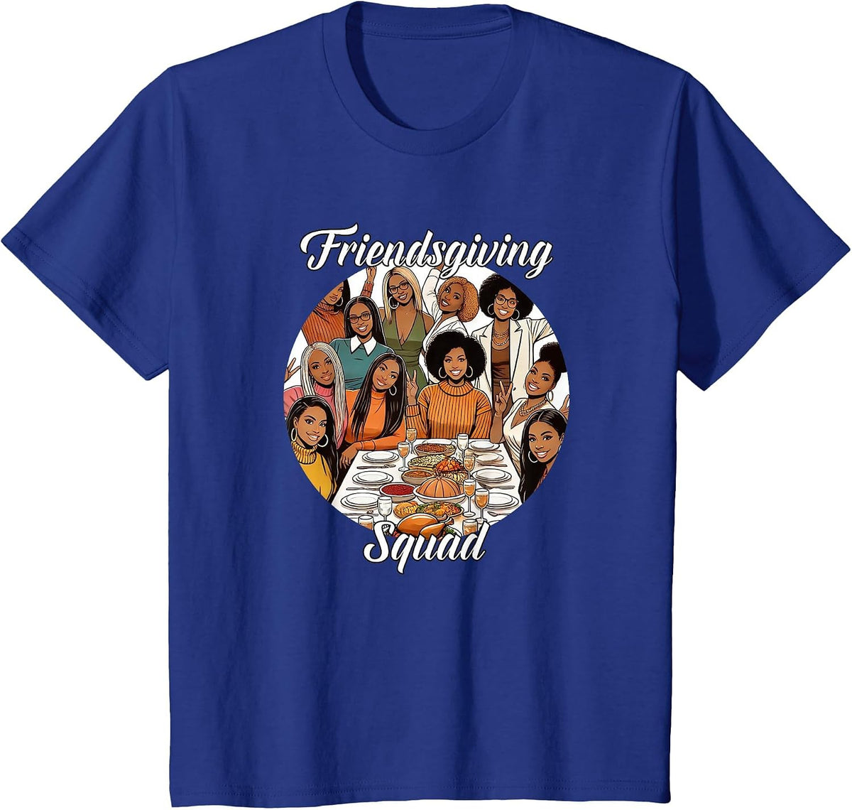 Black Friendsgiving Squad Thanksgiving African American T-Shirt - Royal Blue