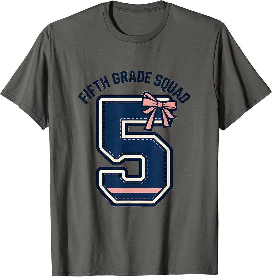 Fifth Grade Squad Coquette Bow Back To School Girly Preppy T-Shirt, Men, Asphalt Grey, XX-Large - As Pictured
