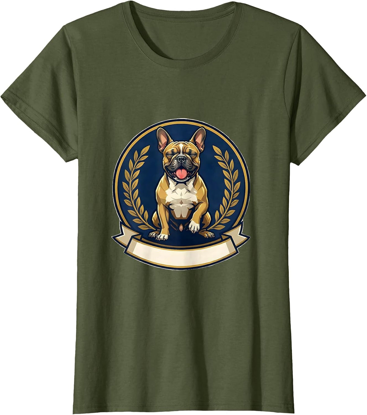 Women's Pittie Crest Pitbull Mom Dog Lover Emblem T-Shirt - Olive Green