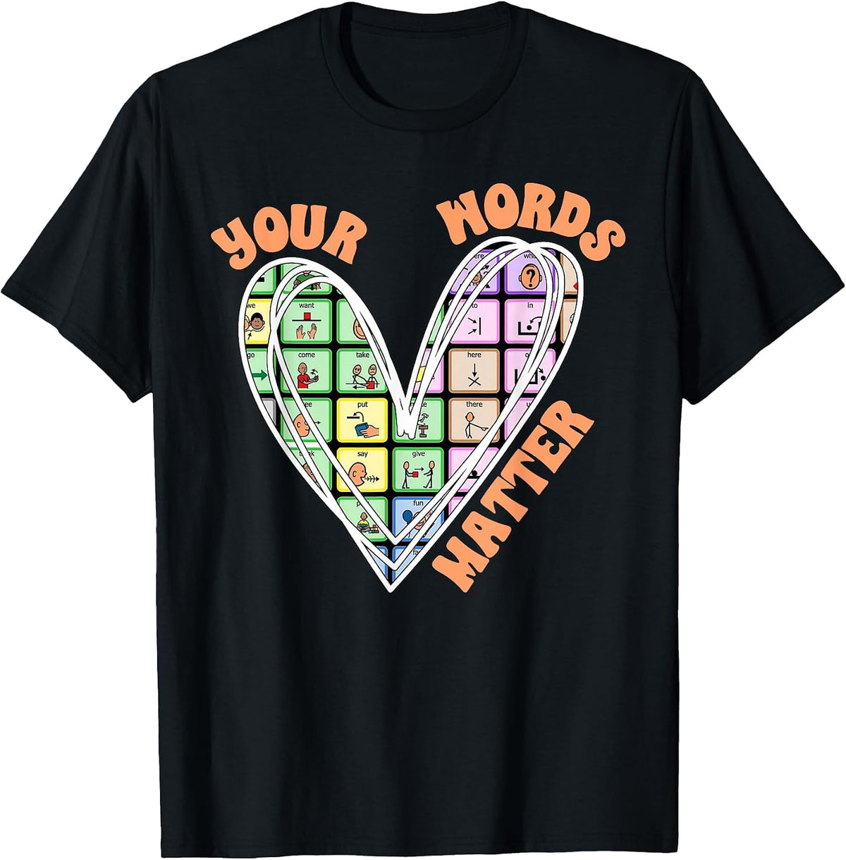 Speech Language Therapist SLP Squad AAC Your Words Matter T-Shirt - Black