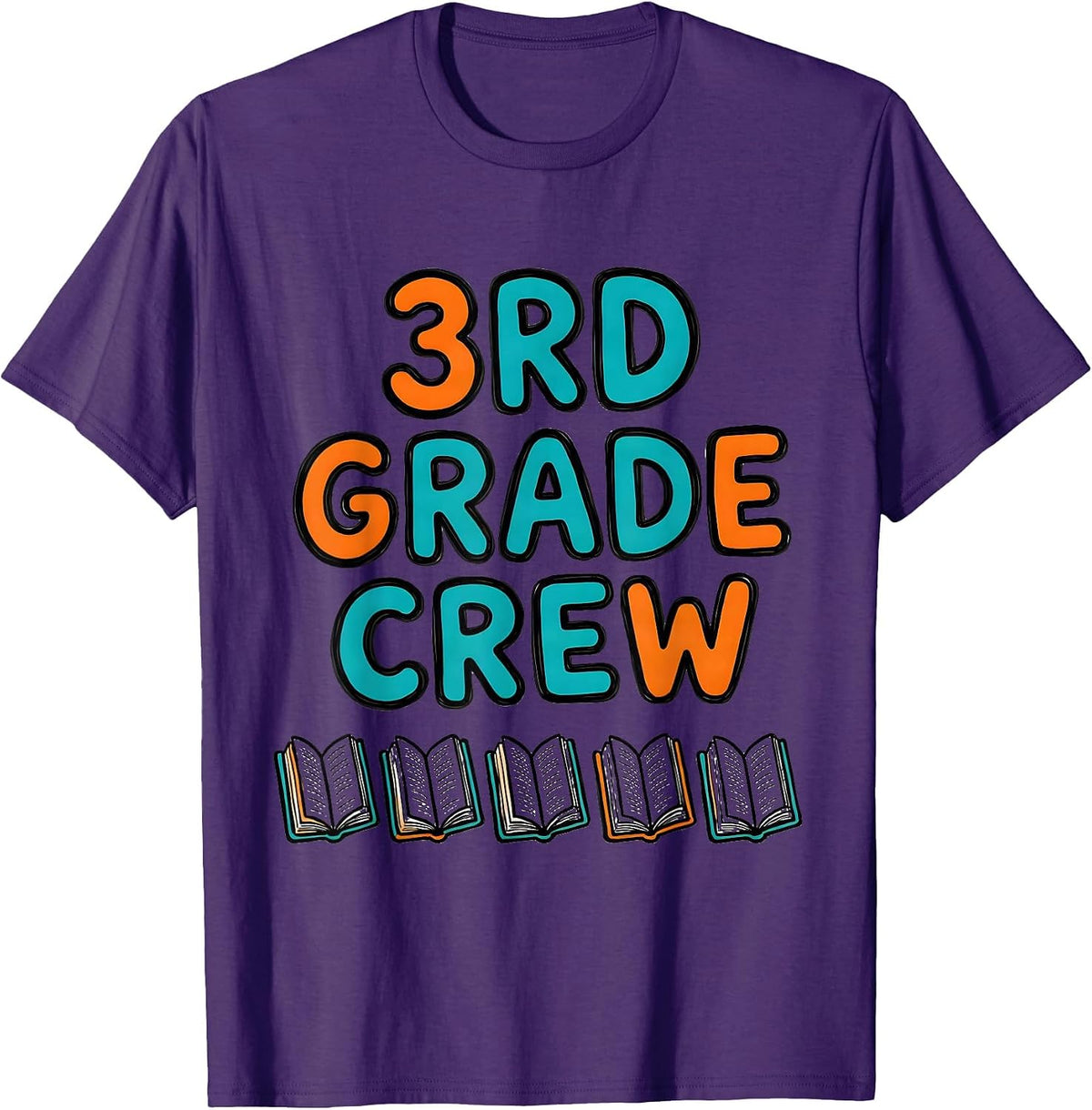 Men's 3rd Grade Crew Funny Teacher Back To School Grade-Level Team T-Shirt - Purple