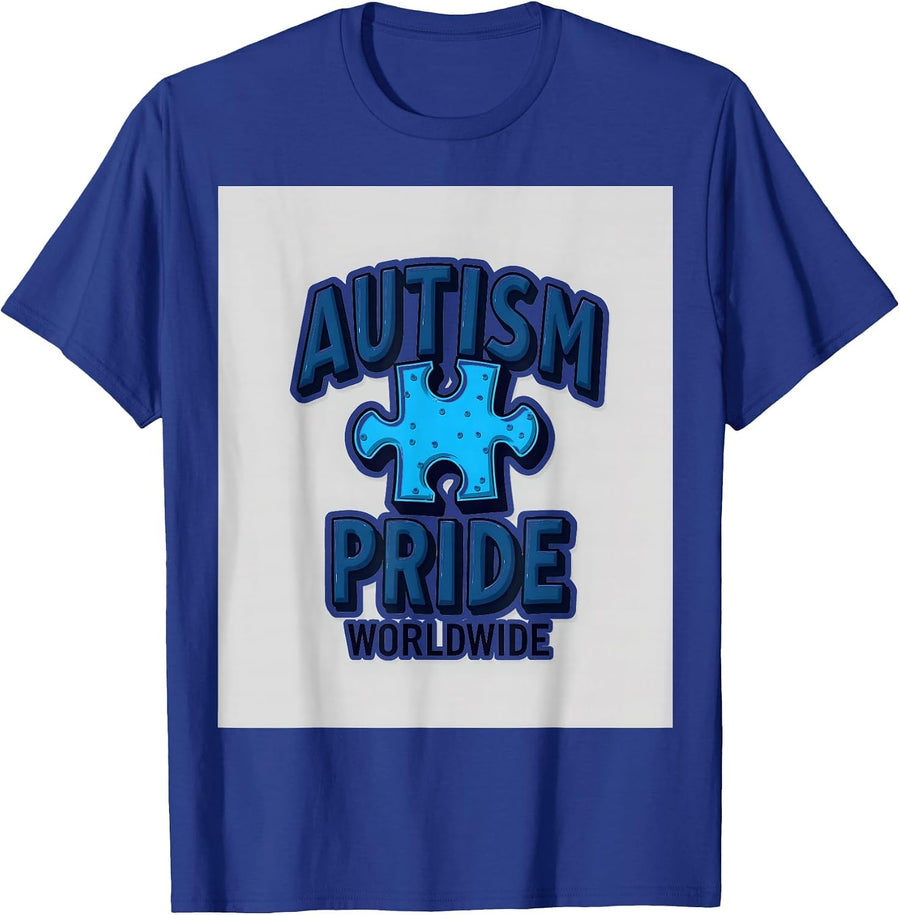 Autism Pride Worldwide Blue Awareness Design T-Shirt - Royal Blue