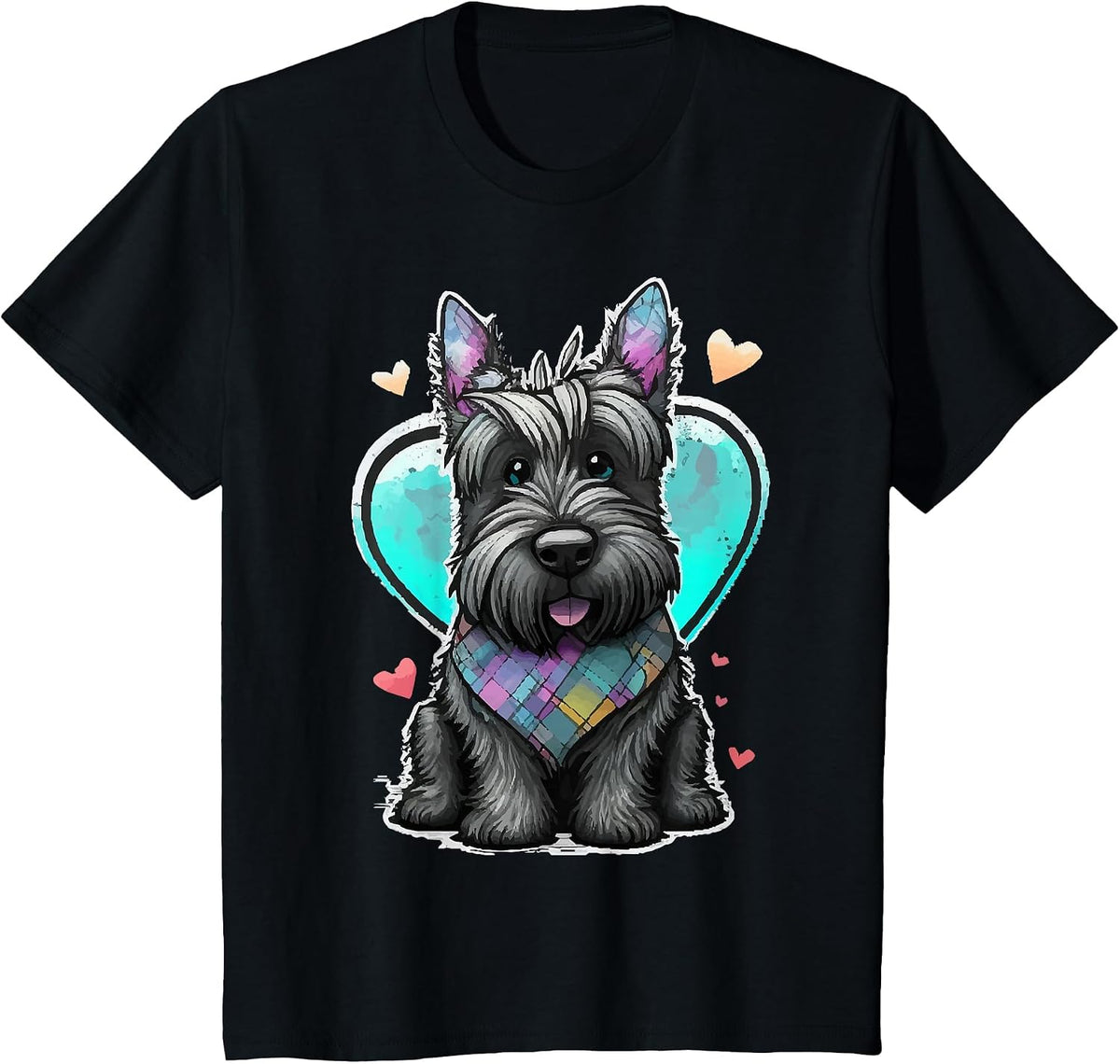 I Love My Scottish Terrier Scottie Dog Valentines Heart Art T-Shirt - Black