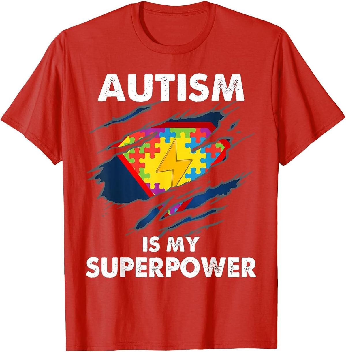Autism is My Super Power Superhero Autism Awareness T-Shirt - Red